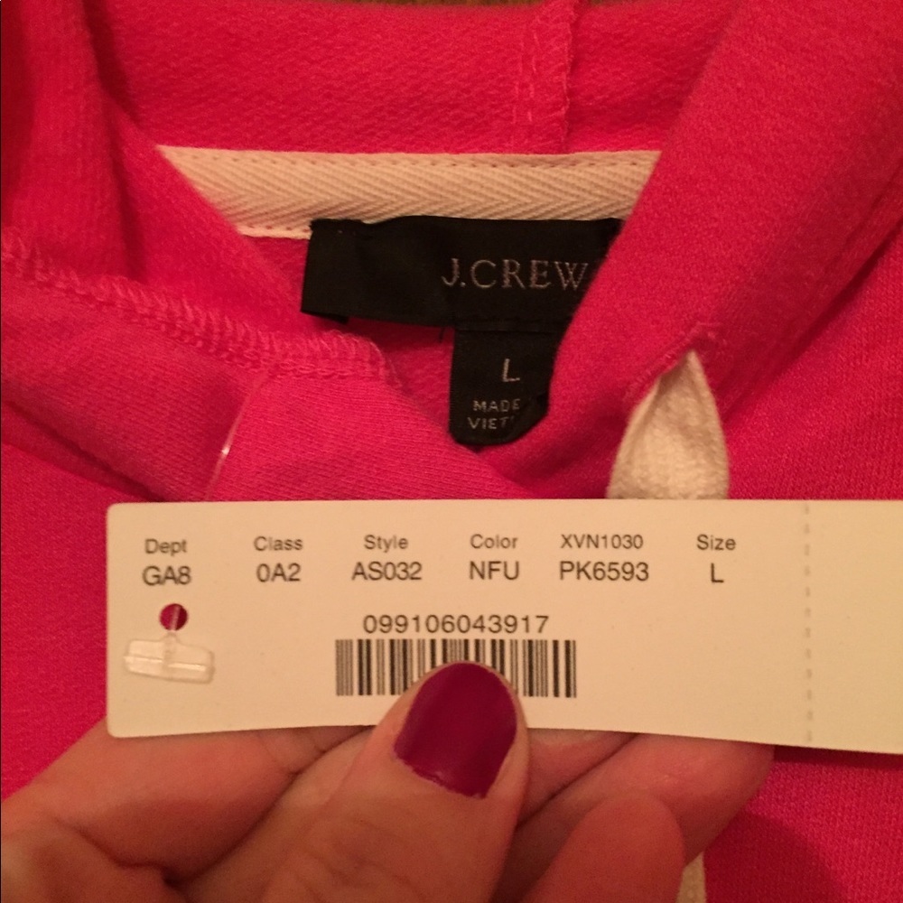 J Crew Cloud Fleece Brushed Hoodie NWT Large PRICED MARKED - Picture 2 of 3